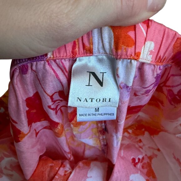 Natori Pink Floral Cotton Pajama Pants Medium - Picture 2 of 4